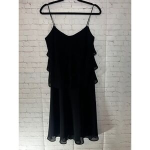 Vintage JOSEPH RIBKOFF Black Tiered Chiffon  Dress Y2K 90s Minimalist Formal 10